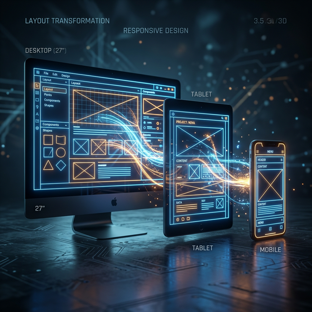 Reszponzív webdesign illusztráció